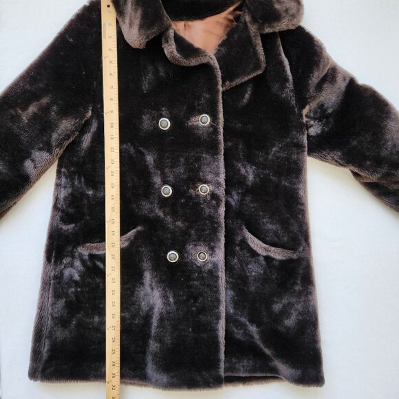 Vintage Mar Del Chocolate Brown Faux Fur Coat Glam Sexy Old Money Winter Pretty - Picture 13 of 15